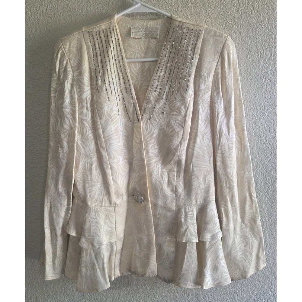 Vintage 1980's Barbara Chodos For Michael Marcella Ivory Jacket Grandma Core